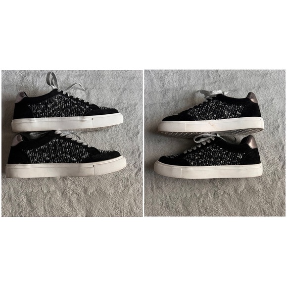 Birdies The Cardinal Lace-Up Sneaker Orbit Boucle Metallic Black Silver Tweed - Picture 5 of 15